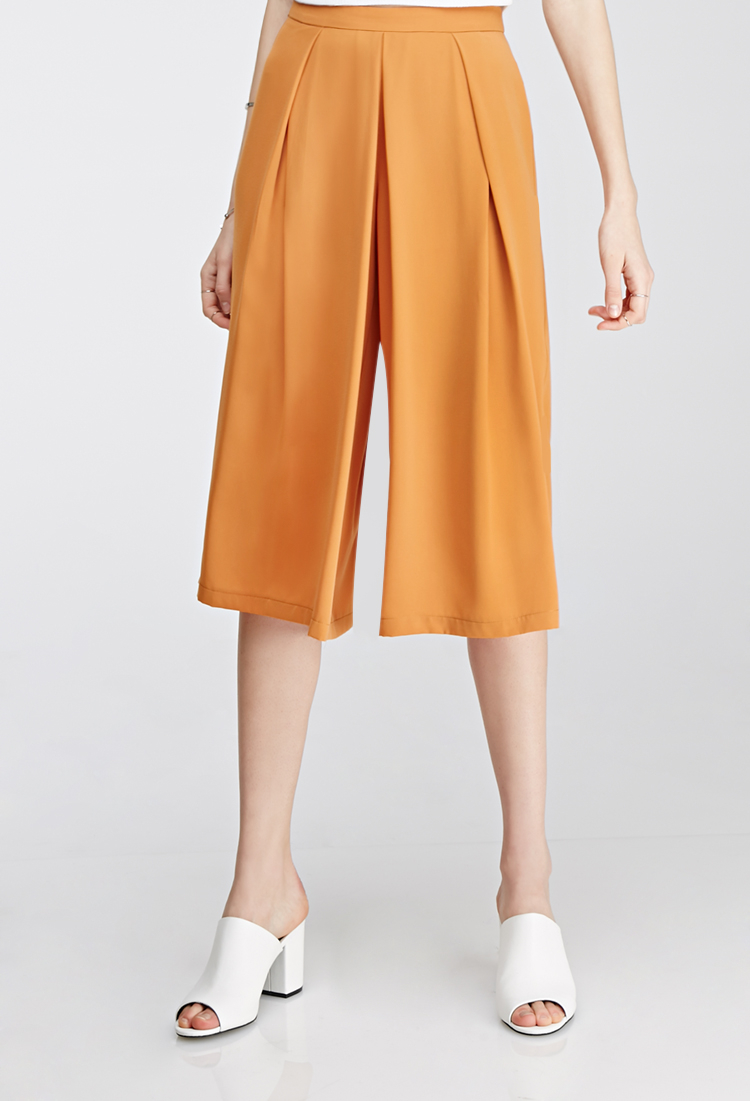 Lyst Forever 21 Pleated Gaucho Pants in Metallic