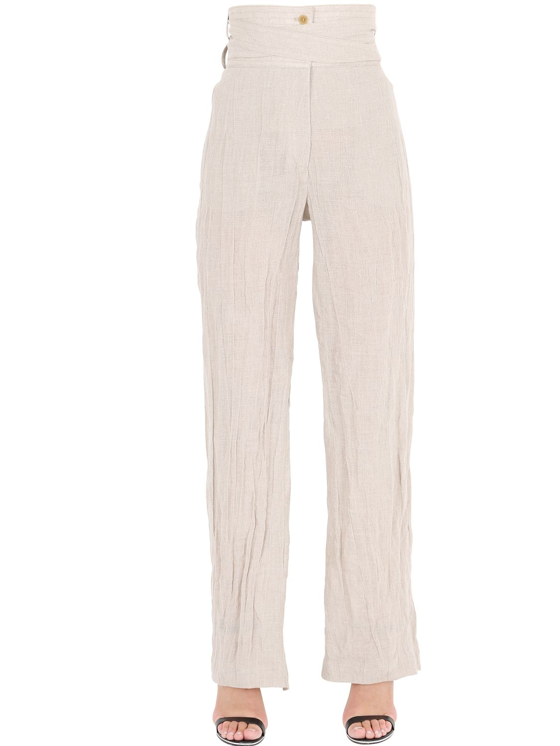 Loewe Linen Pants With Wrinkled Effect in Natural | Lyst