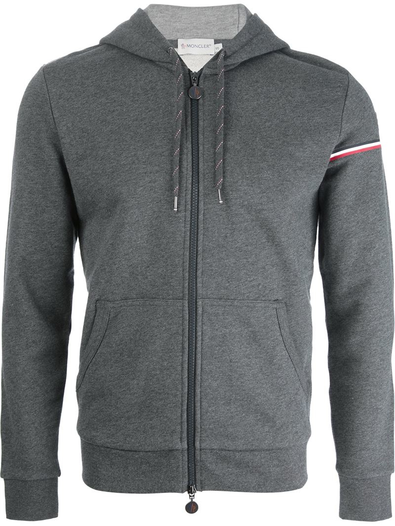 Moncler Zip Hoodie in Grey (Gray) for Men - Lyst