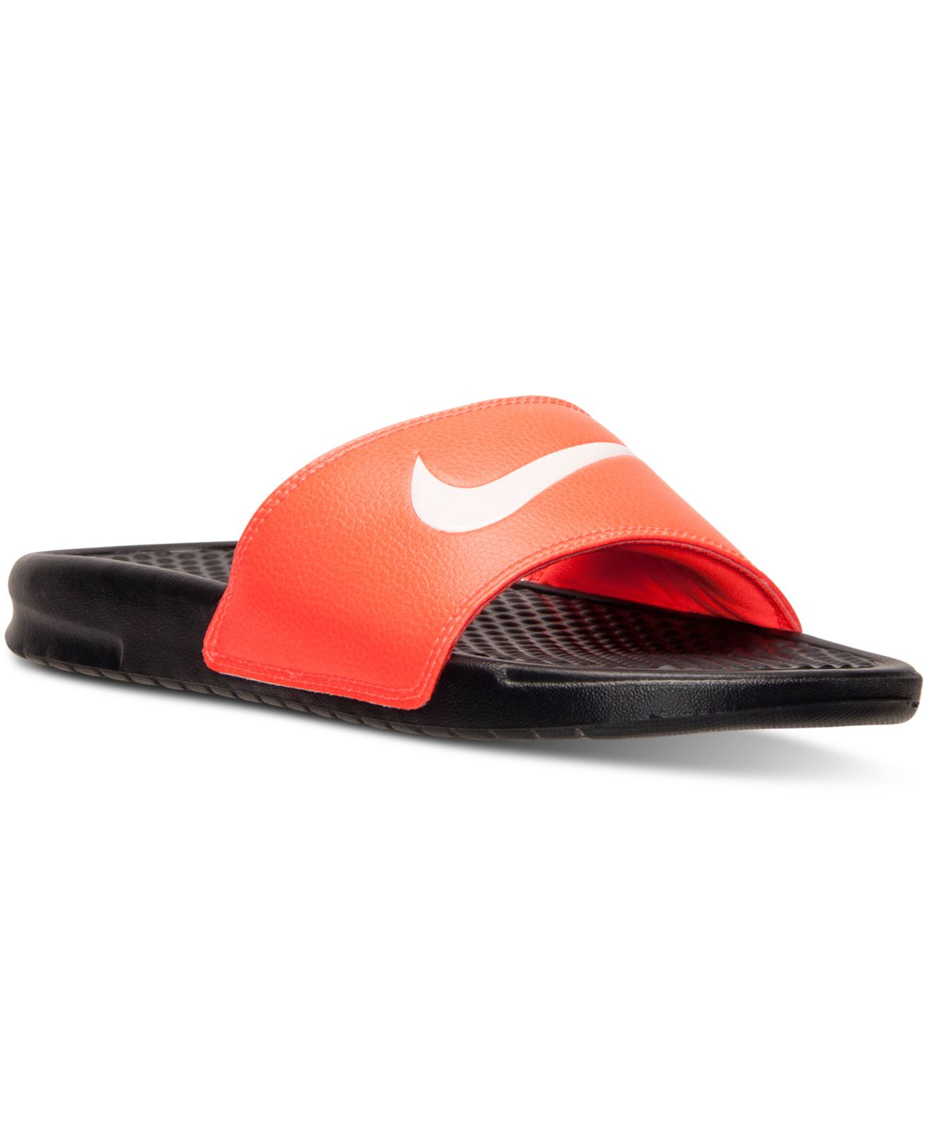 Nike Synthetic Men S Benassi Swoosh Slide Sandals From Finish Line