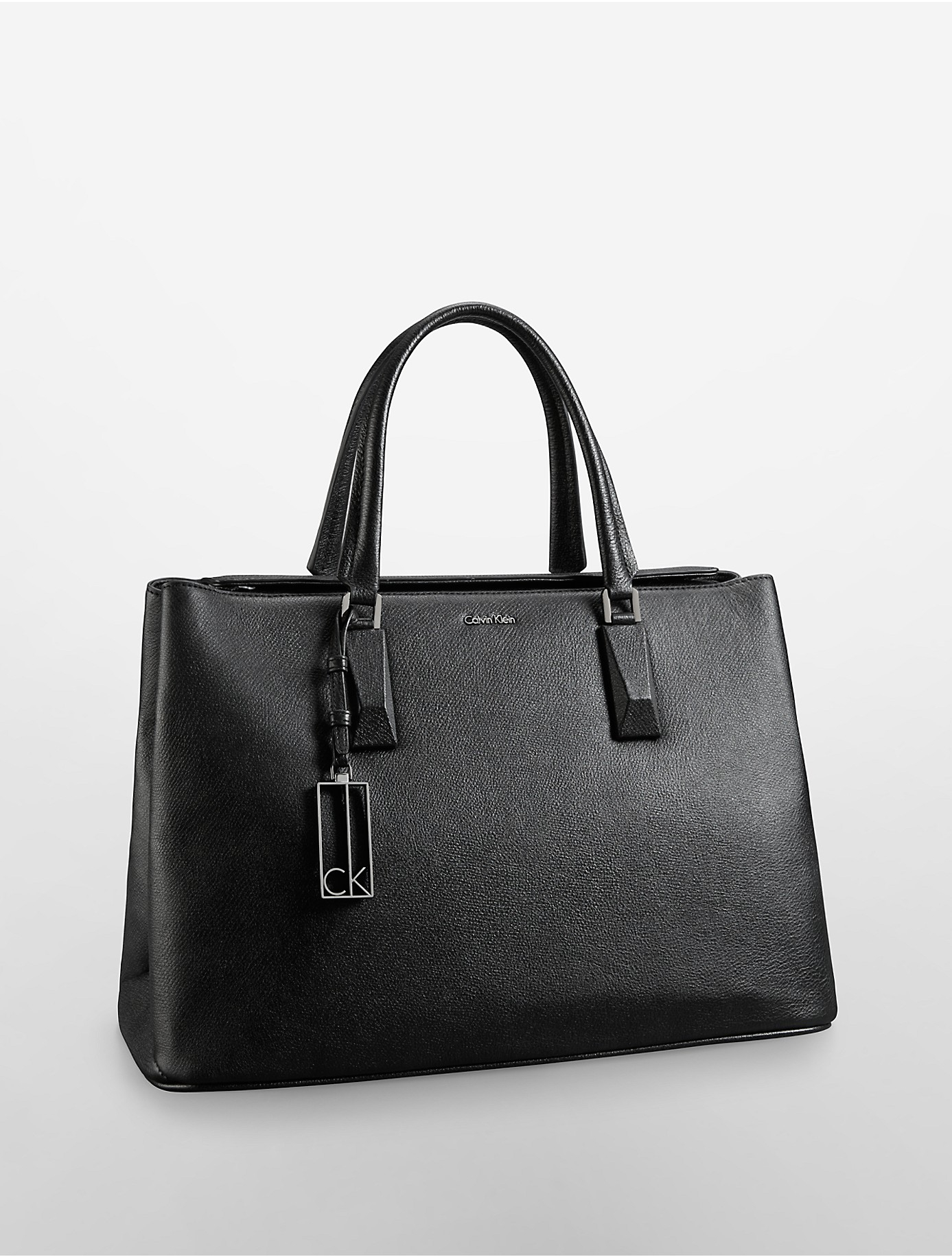 Lyst Calvin Klein Rowell Pebble Leather Business Tote in Natural