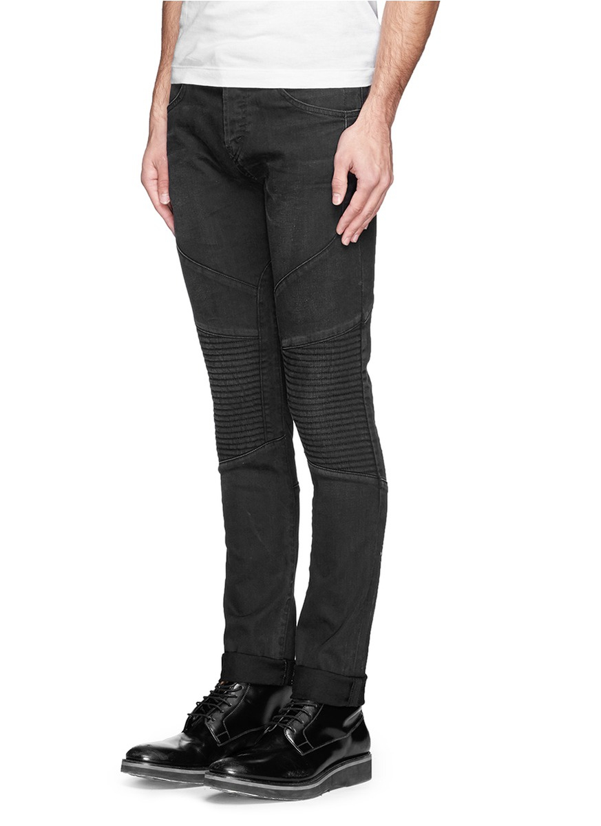 J Brand 'Bearden Moto' Quilted Knee Jeans in Black for Men - Lyst