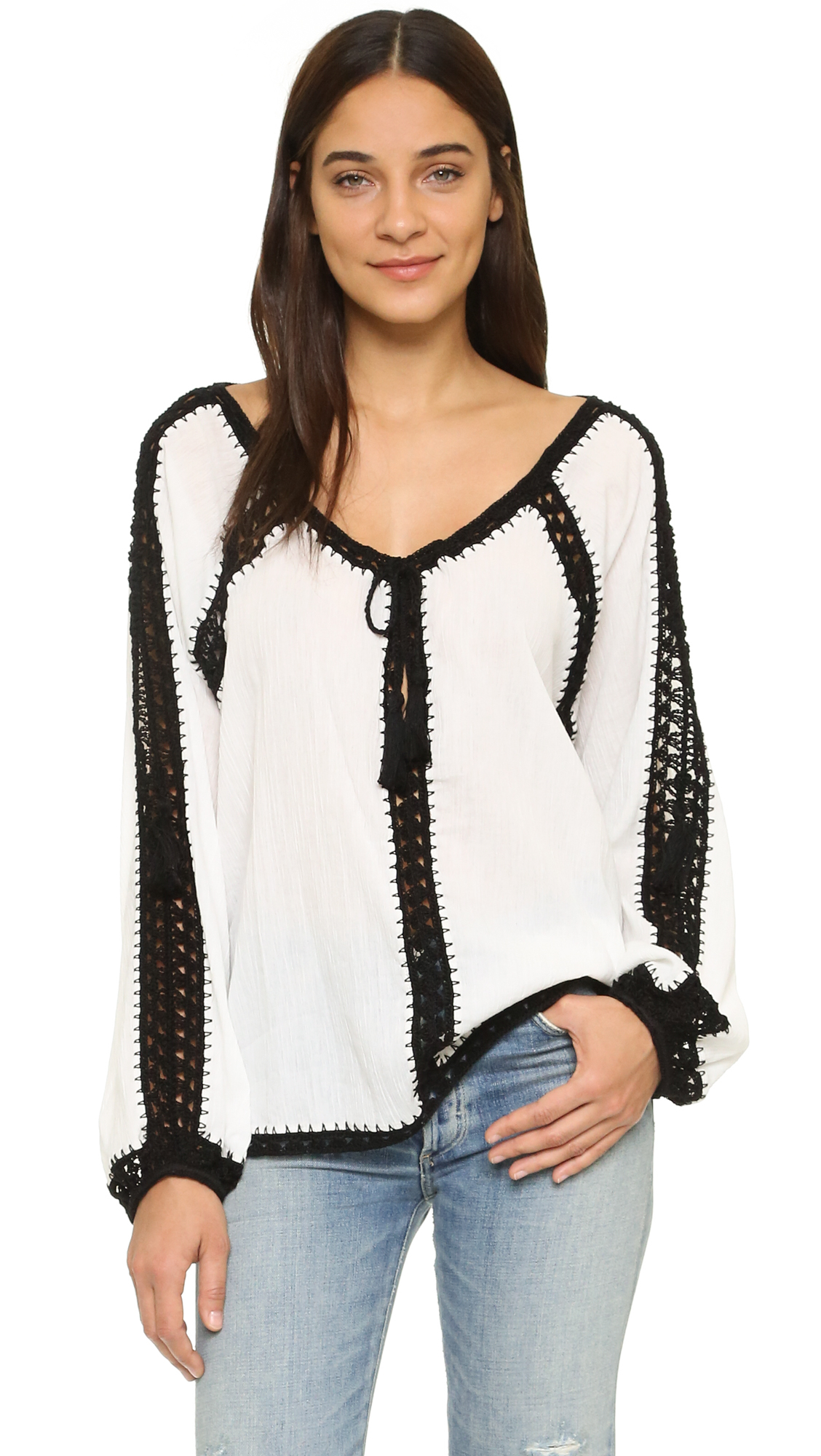 kosturova giza boho blouse in black lyst kosturova giza boho blouse in black lyst