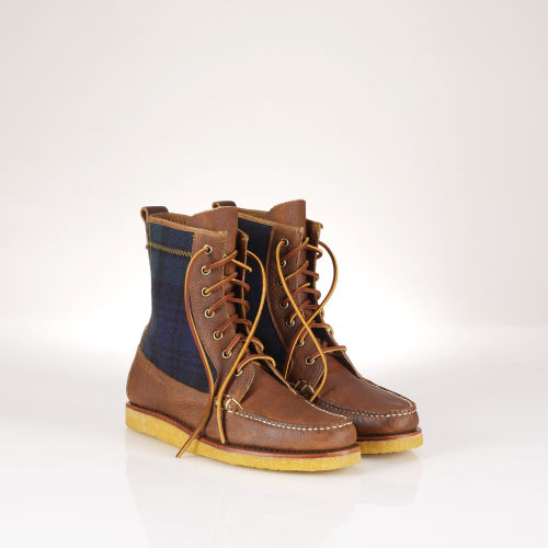 Polo Ralph Lauren Tartan Leather Vandan Boot in Brown for Men - Lyst