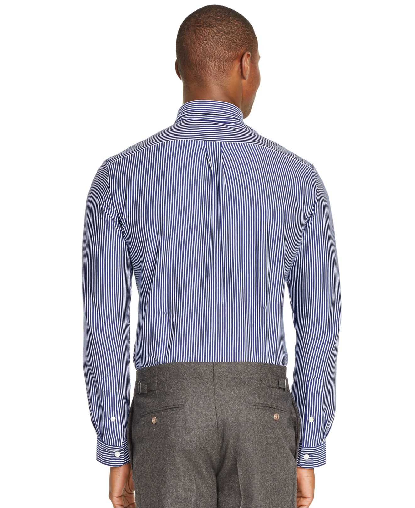 Polo ralph lauren Striped Knit Dress Shirt in Blue for Men (Yale Blue