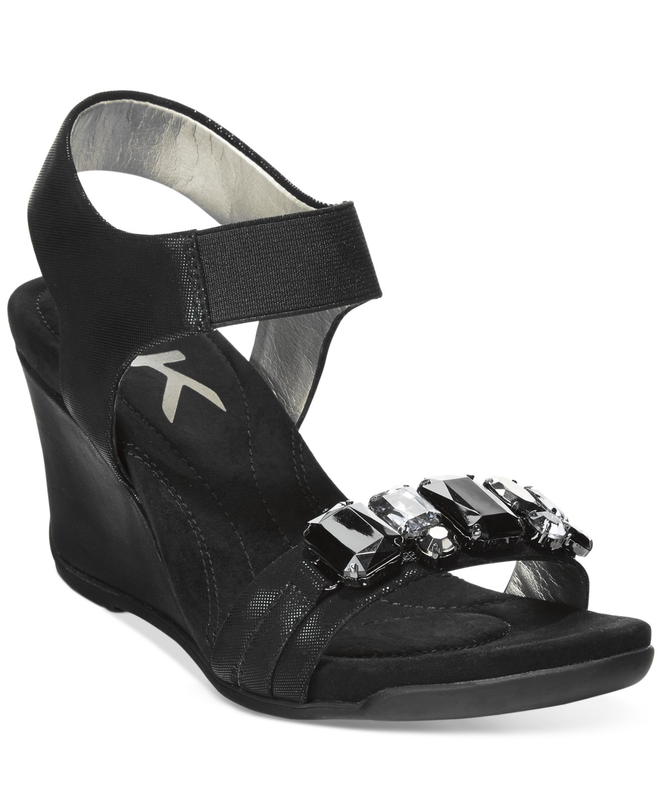 anne klein black wedge sandals