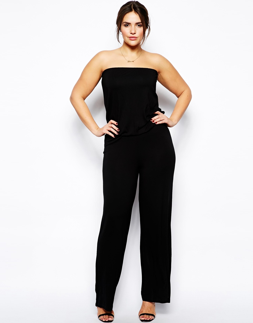 black bandeau jumpsuit wide leg