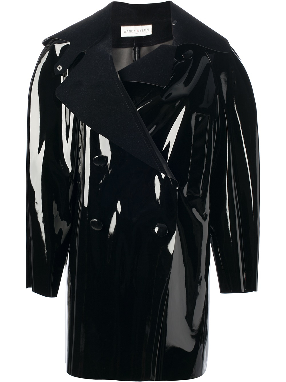 Lyst Wanda Nylon Pauline Shiny Coat in Black
