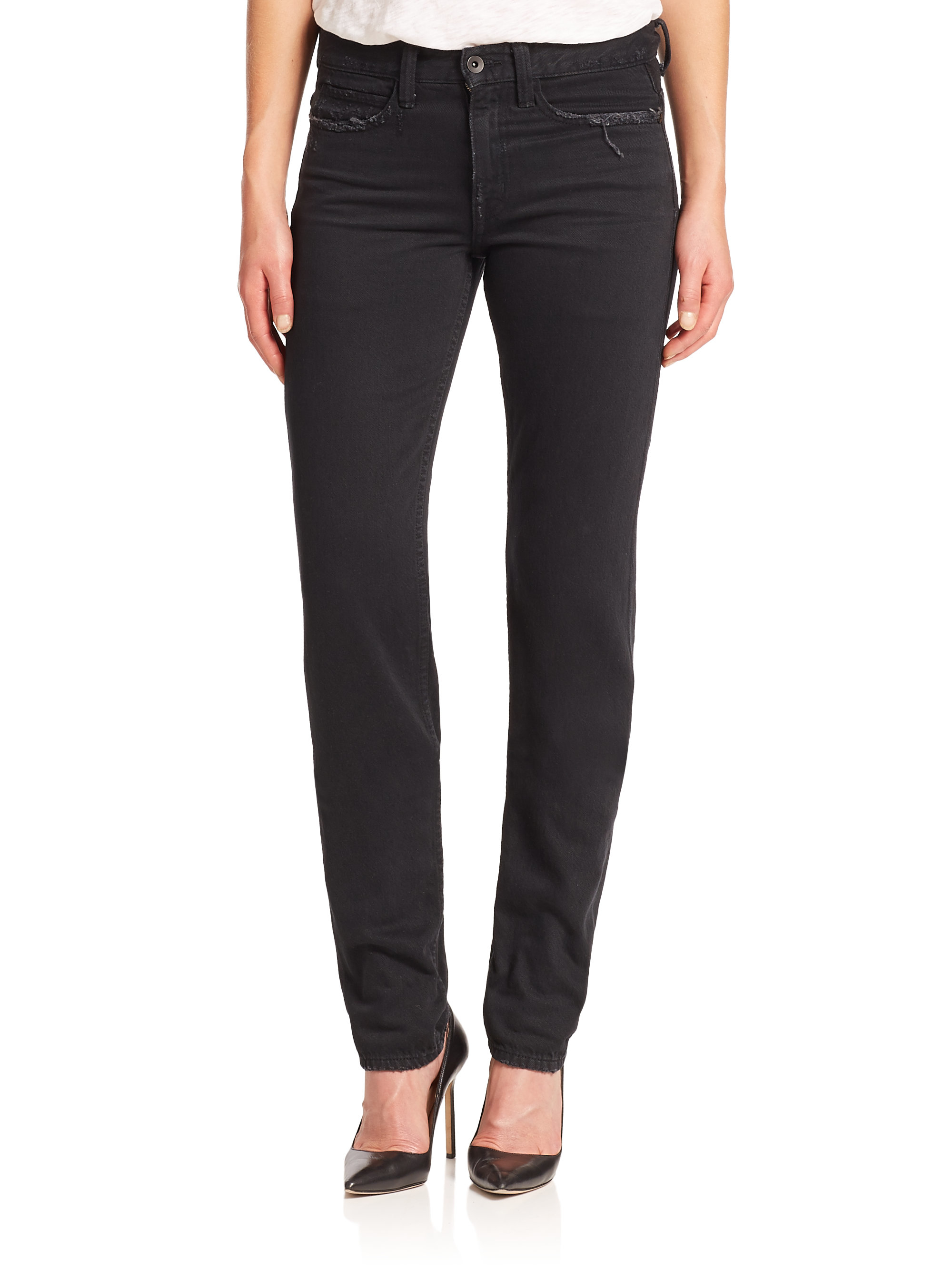 Helmut lang Relaxed Cotton Tapered Jeans in Black | Lyst