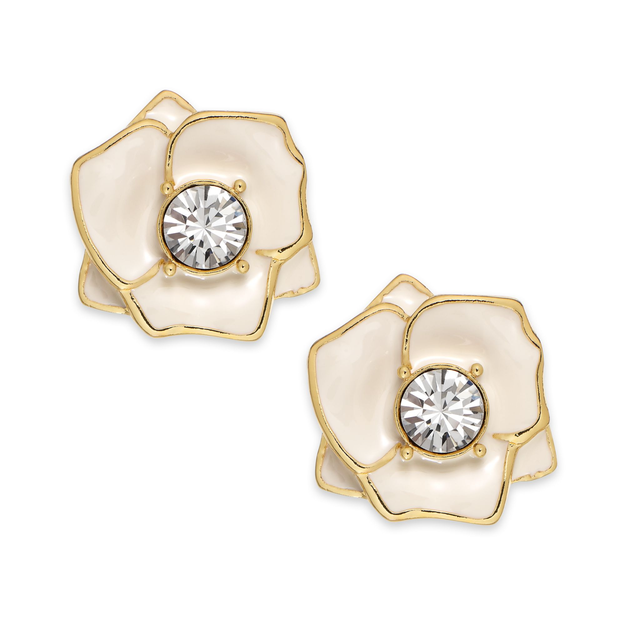 Kate spade new york Gold-Tone Ivory Enamel Flower Stud Earrings in