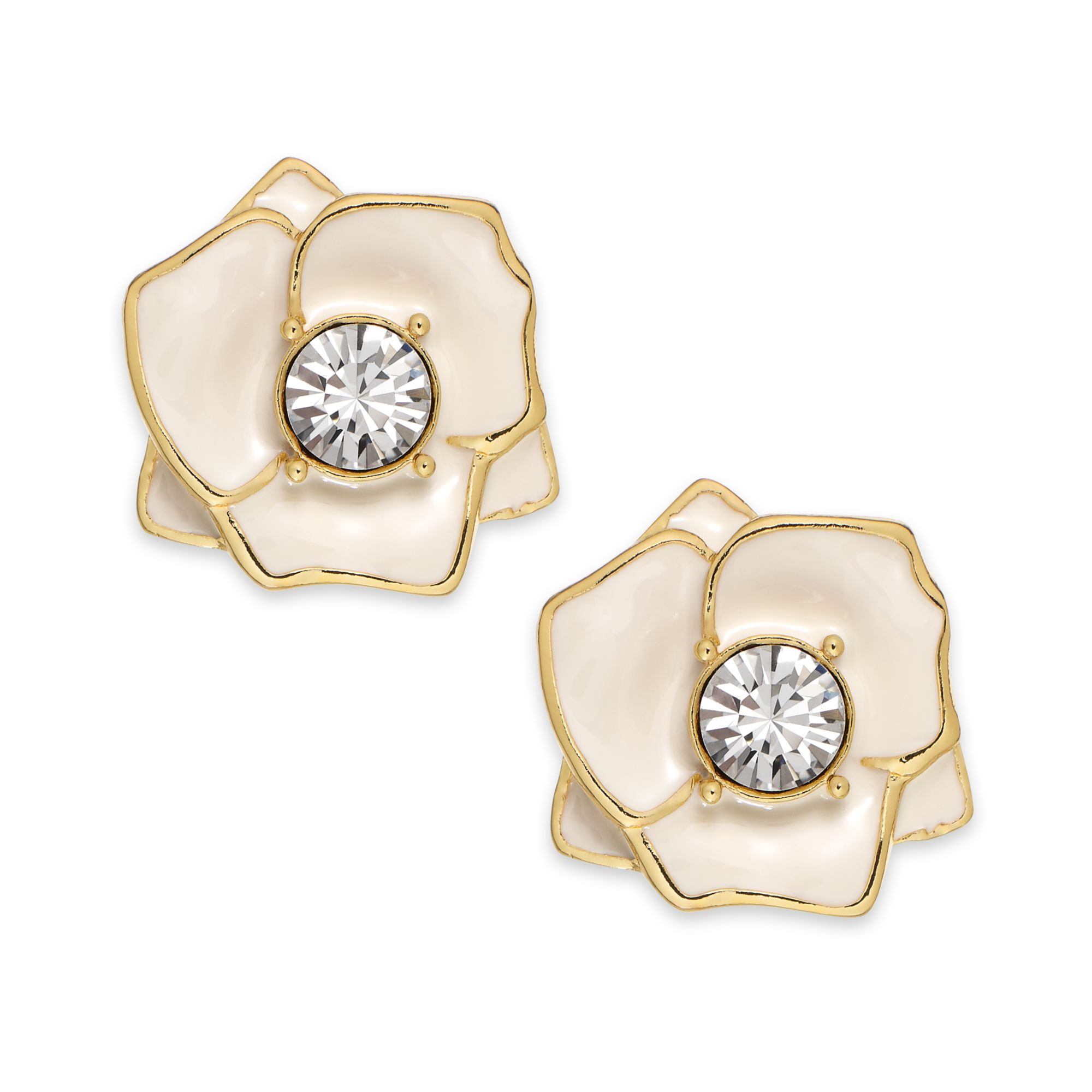 Kate spade new york GoldTone Ivory Enamel Flower Stud Earrings in