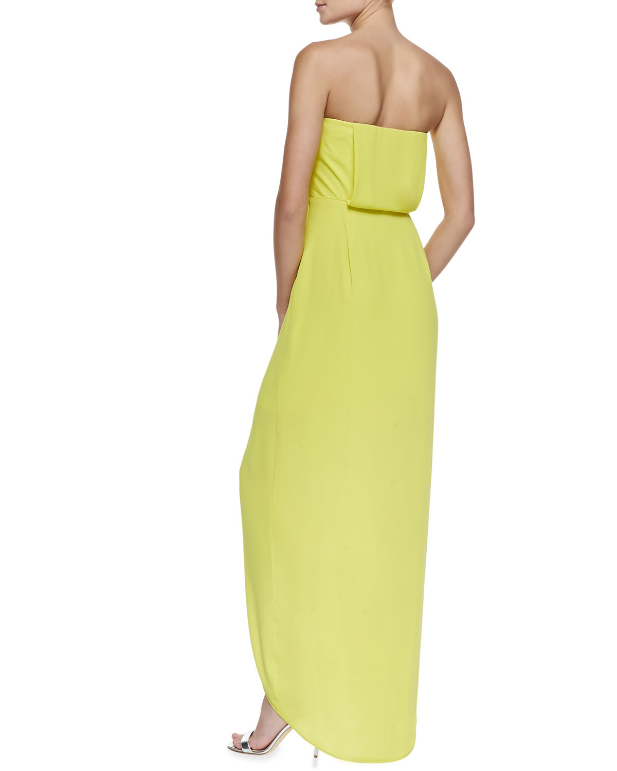 BCBGMAXAZRIA Jesse Strapless Draped Wrap Gown in Yellow Lyst