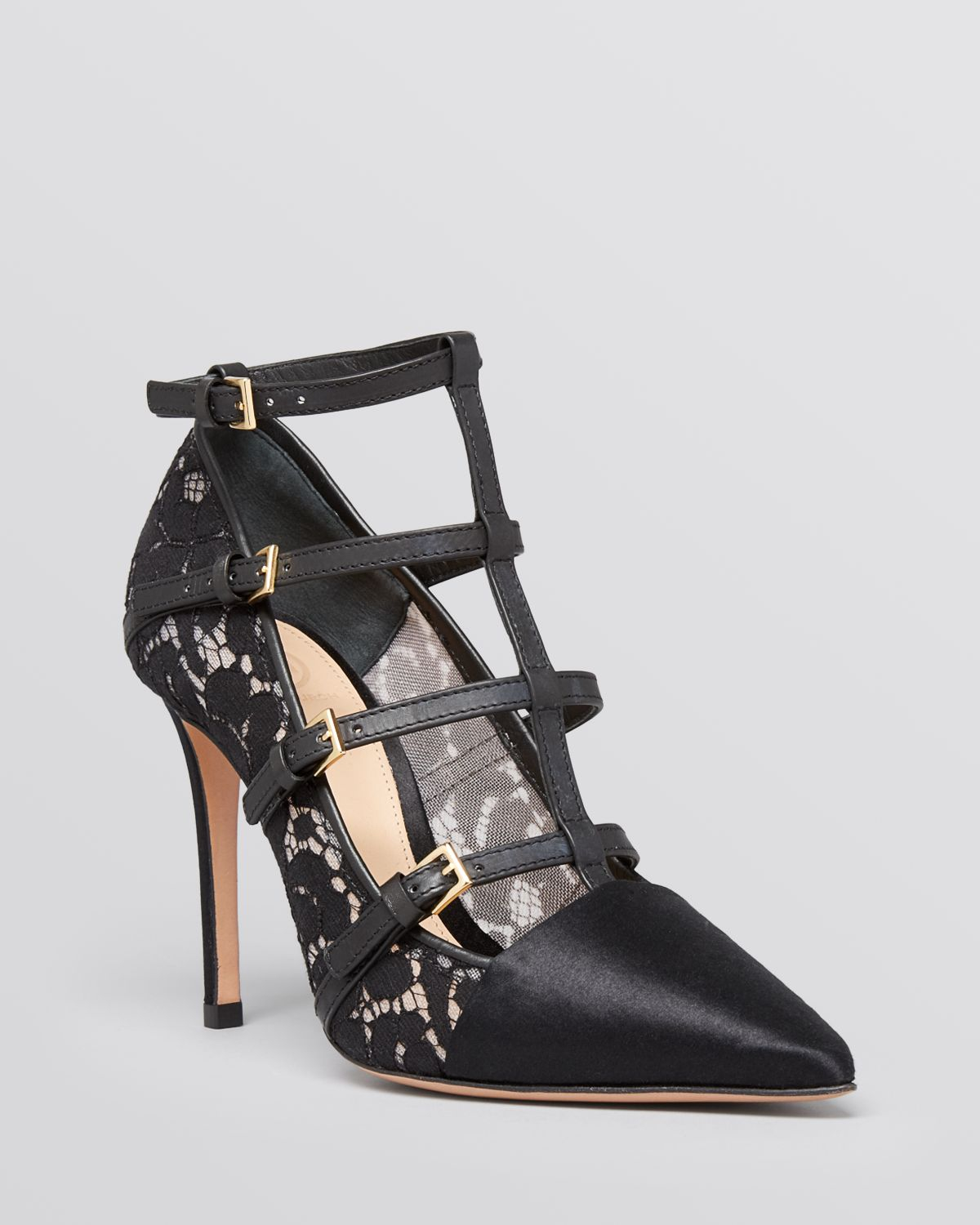 Tory Burch Pointed Toe Ankle Strap Caged Evening Pumps - Sutton High Heel in Black - Lyst
