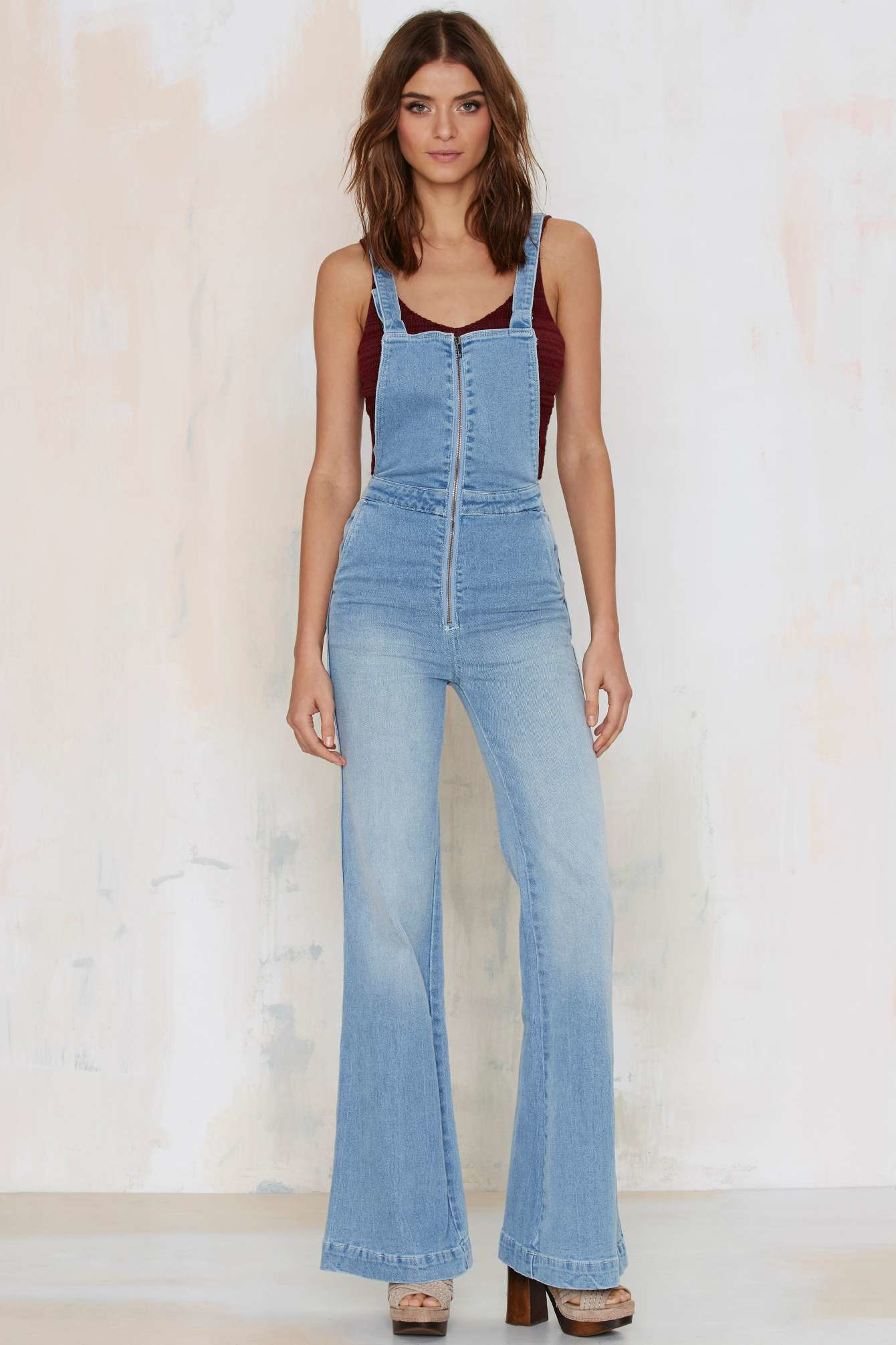 In fact advantage Pronoun Nasty Gal Rolla's East Cost Denim Flare Overalls in Blue | Lyst