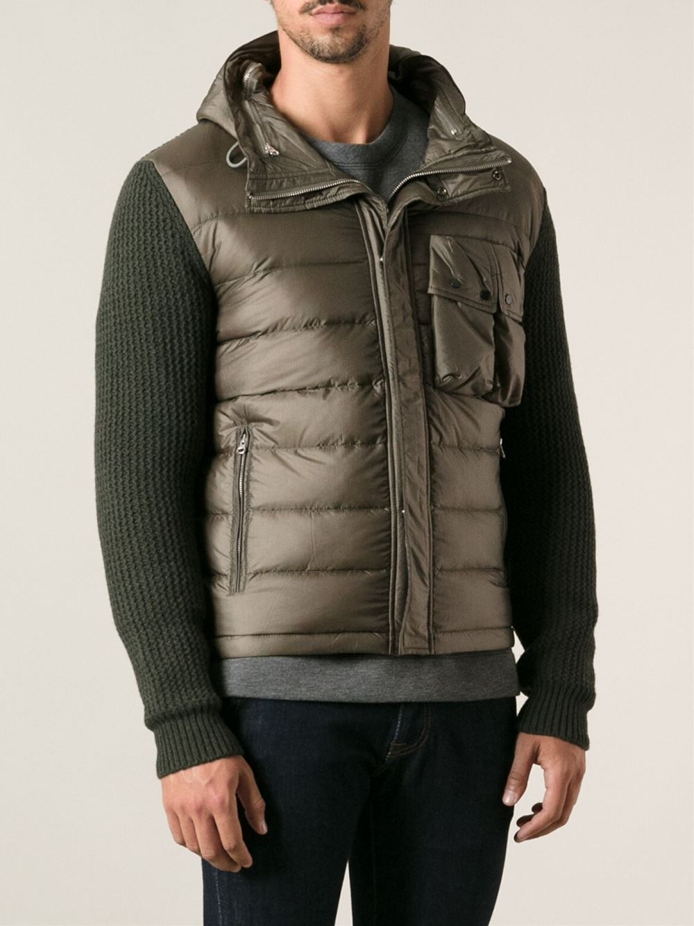 C.P. Company Knitted Sleeve Padded Jacket in Green for Men | Lyst