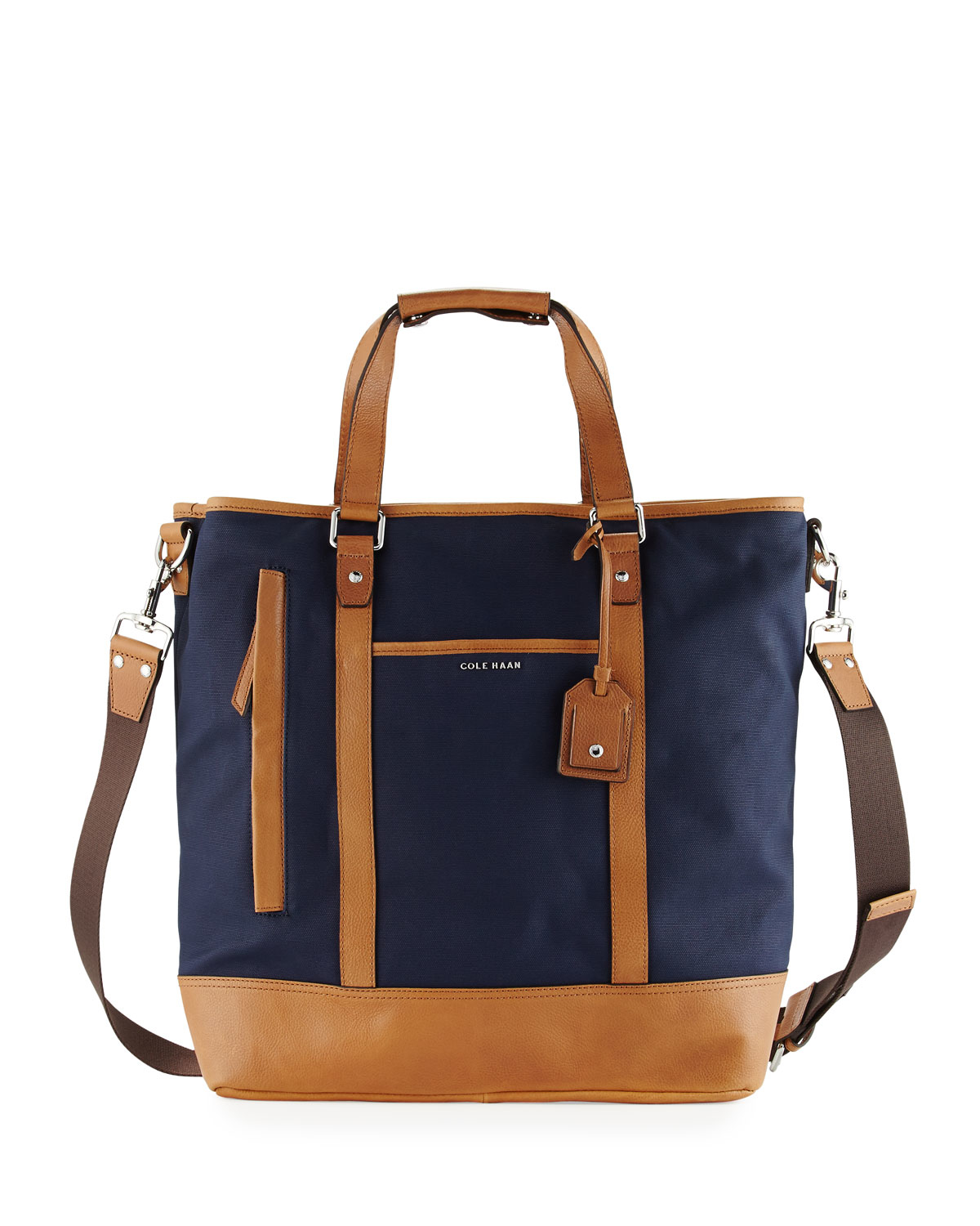 Cole Haan Leather-trim Canvas Tote Bag in Blue - Lyst