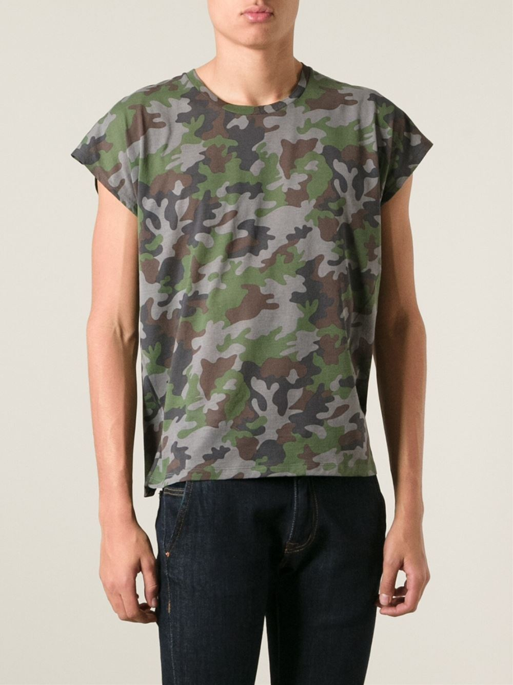 saint laurent camo t shirt