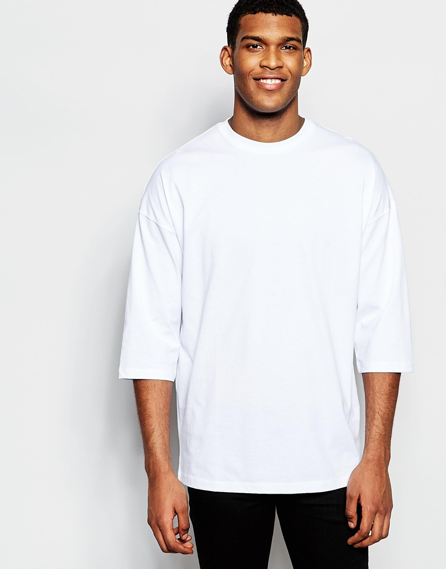 Asos Oversized 3/4 Sleeve Tshirt In White in White for Men Save 40