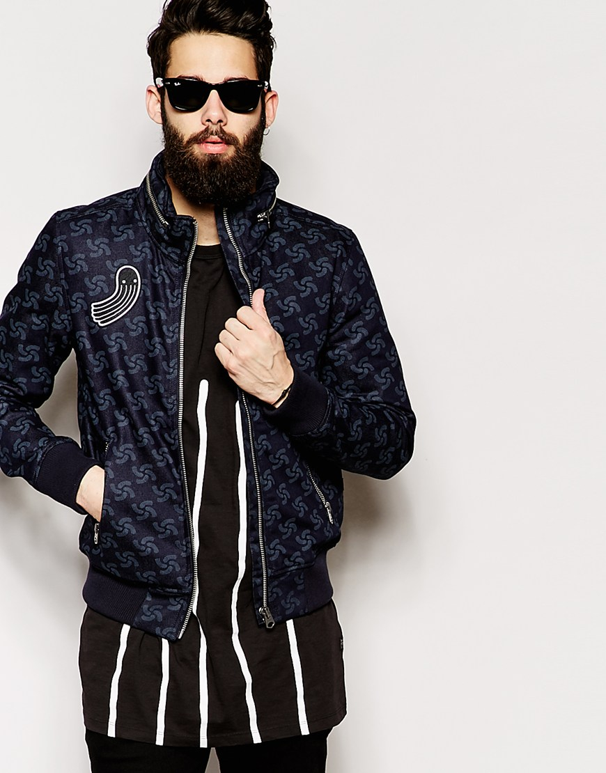 Star RAW | Blue For The Oceans Jacket New Fallden Printed Raw Denim ...