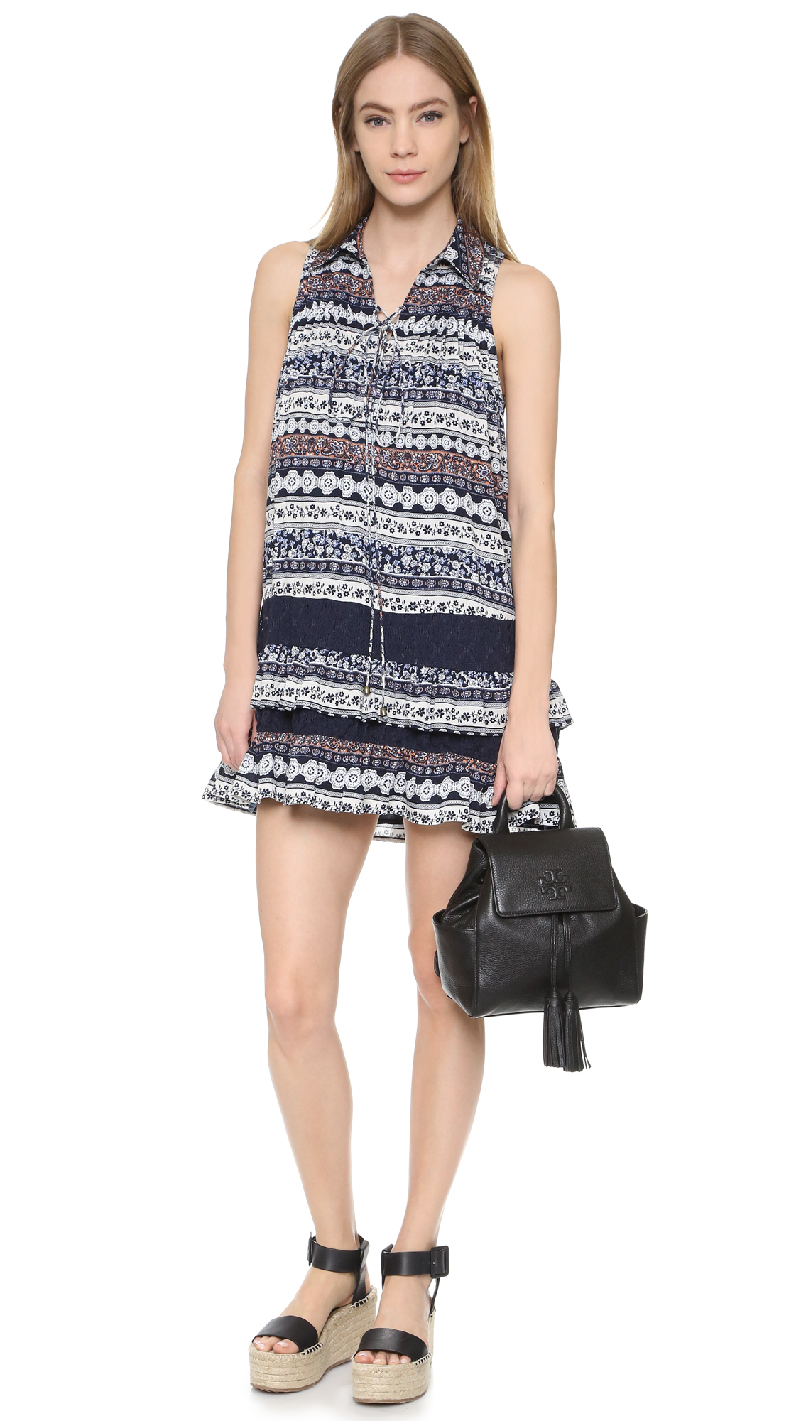 Tory Burch Leather Thea Mini Backpack in Black - Lyst