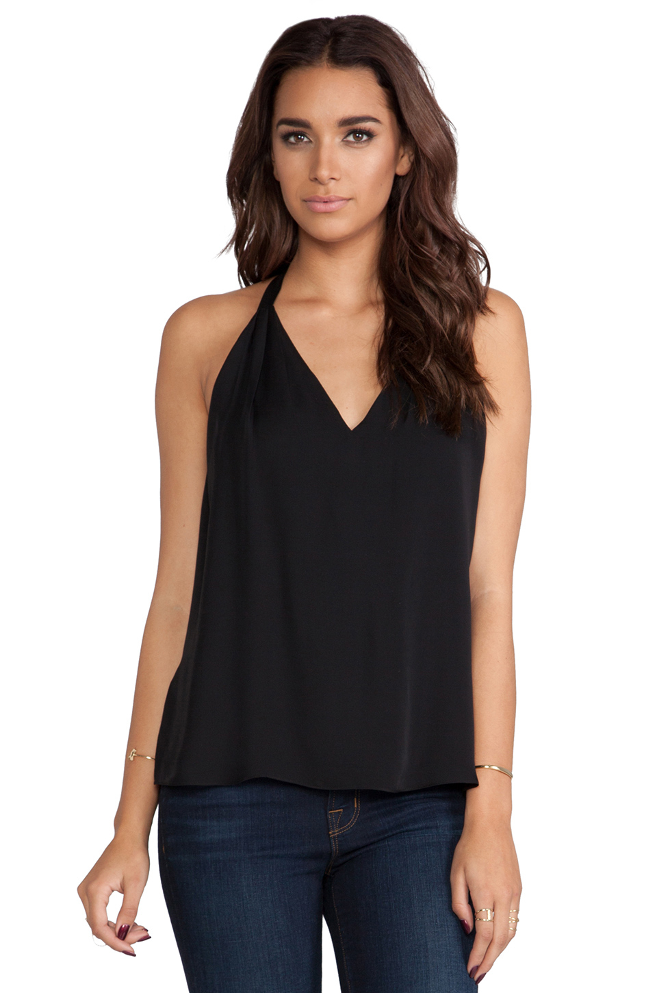 black halter neck blouse