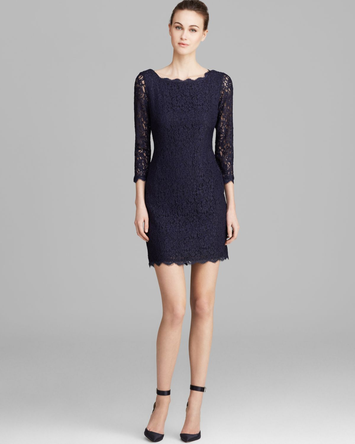 adrianna papell blue lace dress