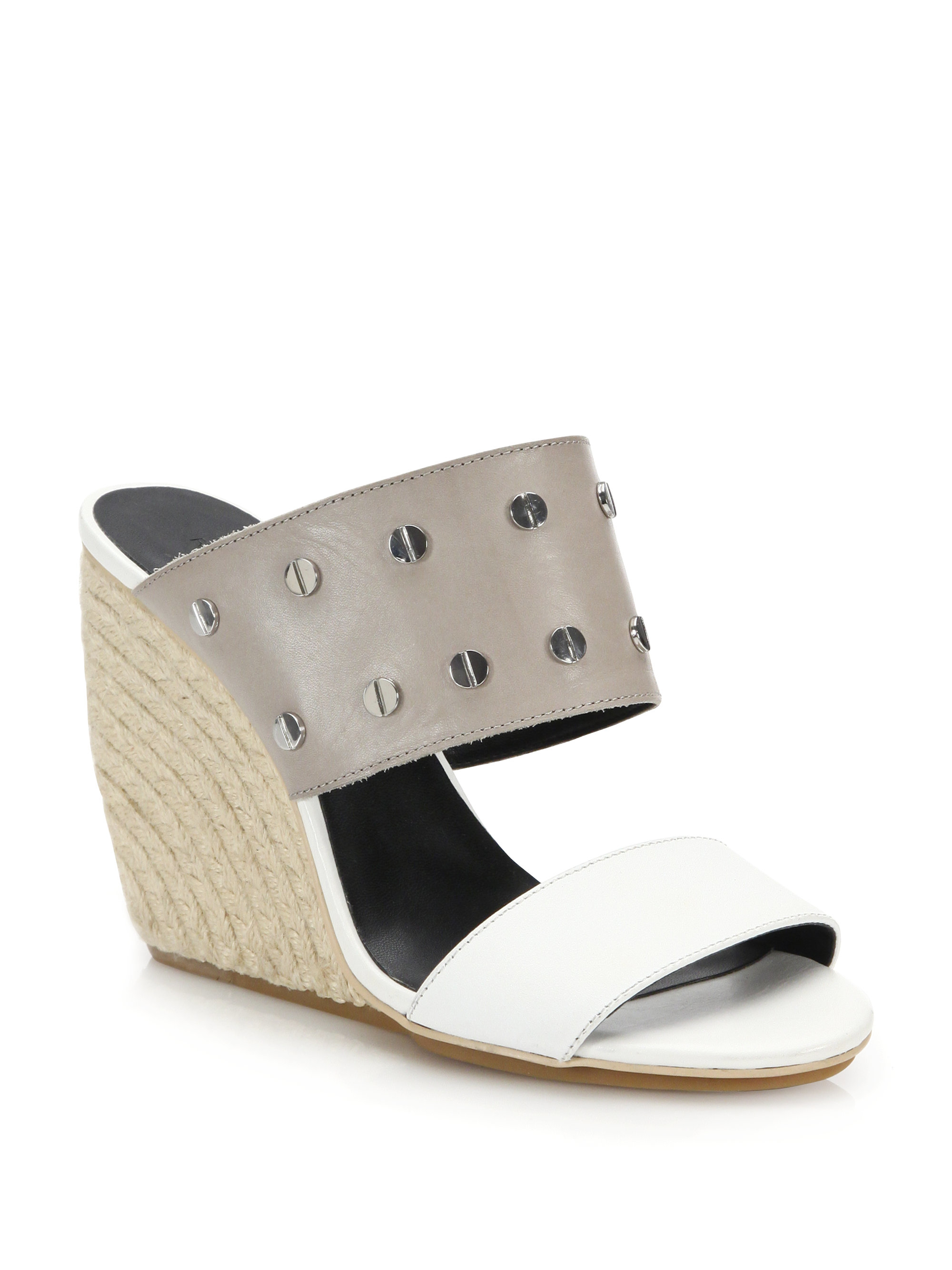 Lyst - Rebecca Minkoff Emily Studded Espadrille Wedge Sandals in White