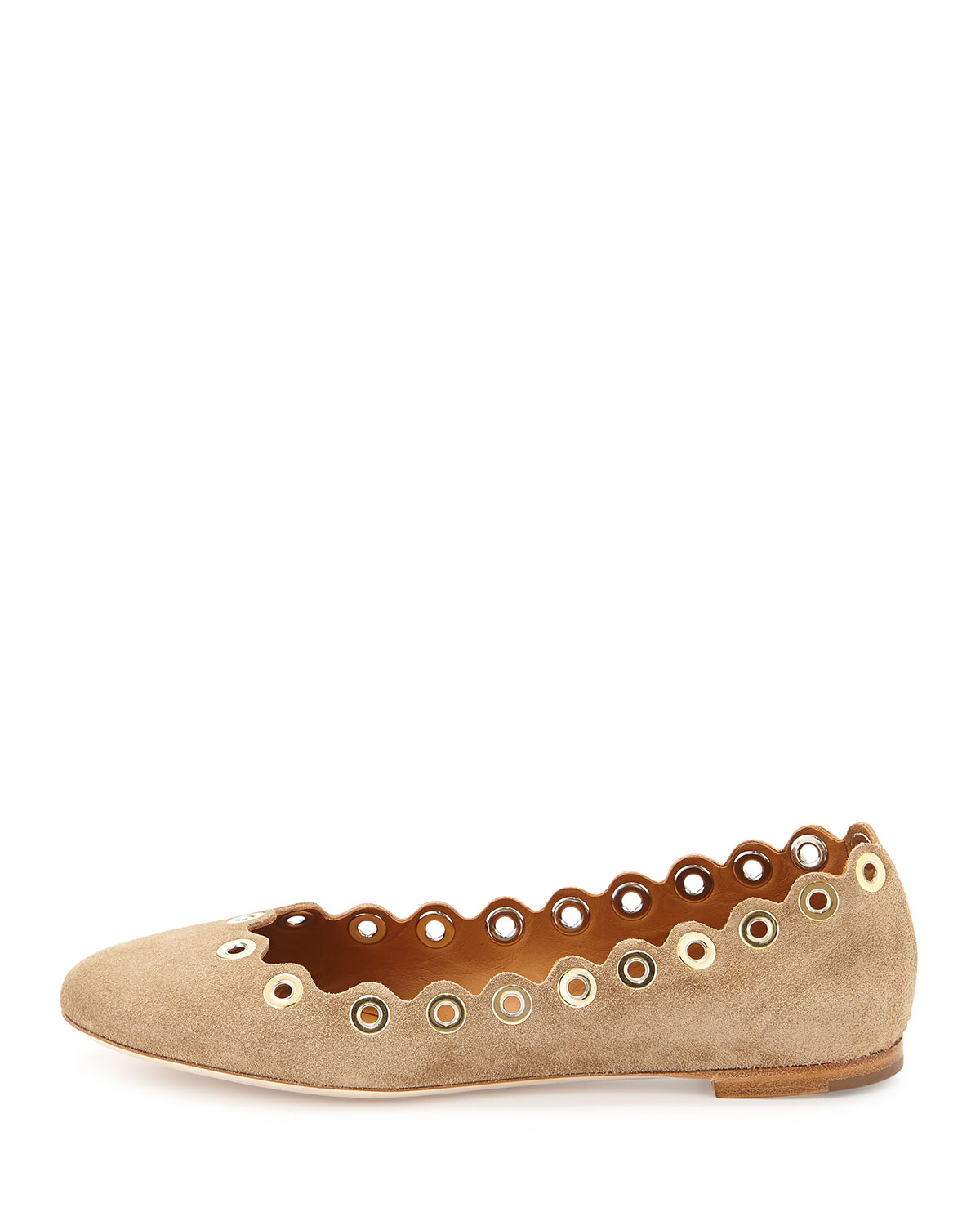 Chlo Scalloped Suede Ballet Flats in Gray (SHIP GRAY) | Lyst  