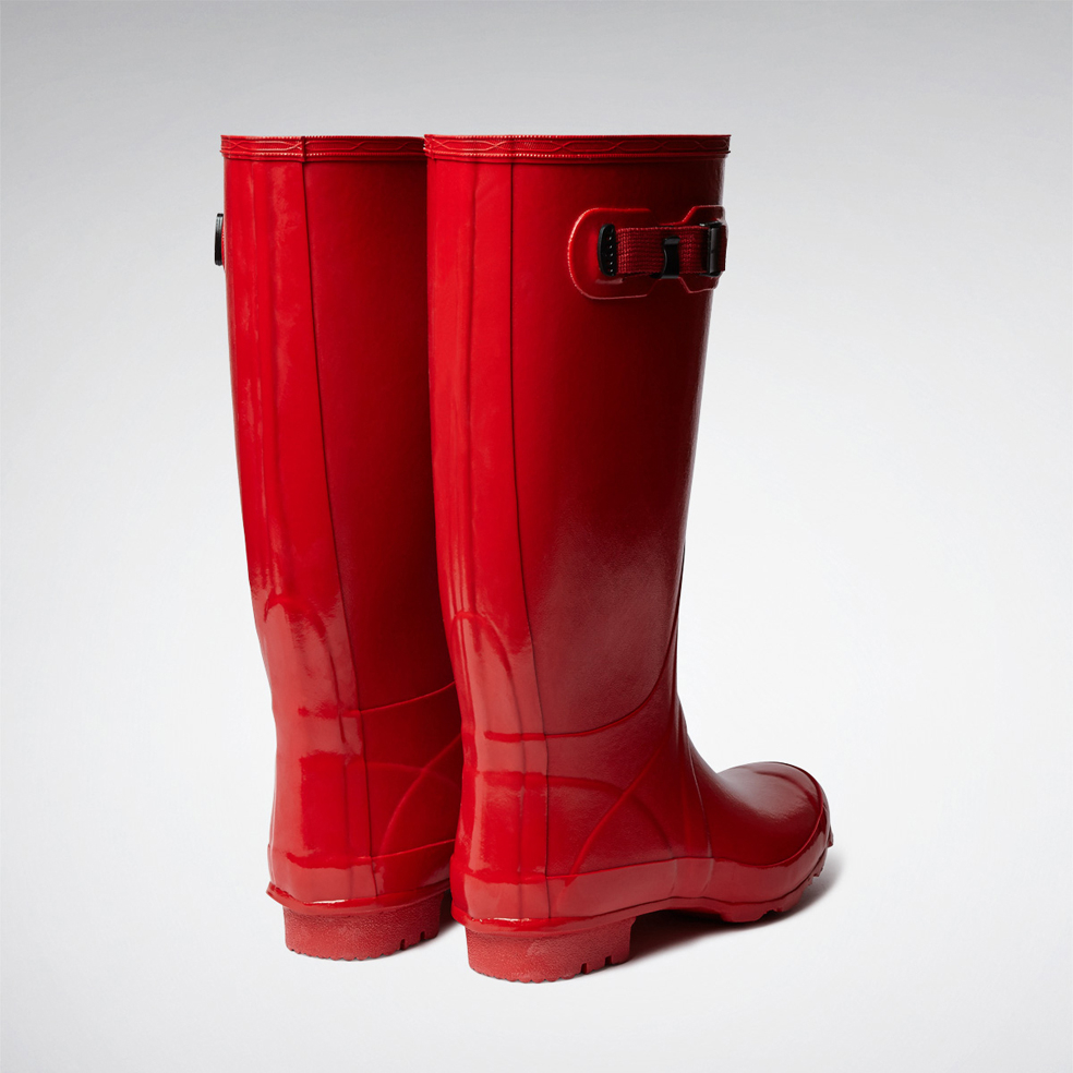 HUNTER Huntress Gloss Wider Calf Rain Boots in Red - Lyst