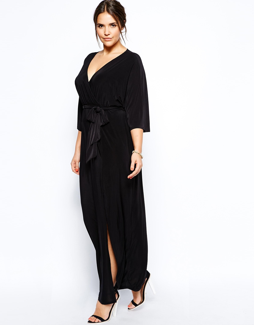 black kimono maxi dress