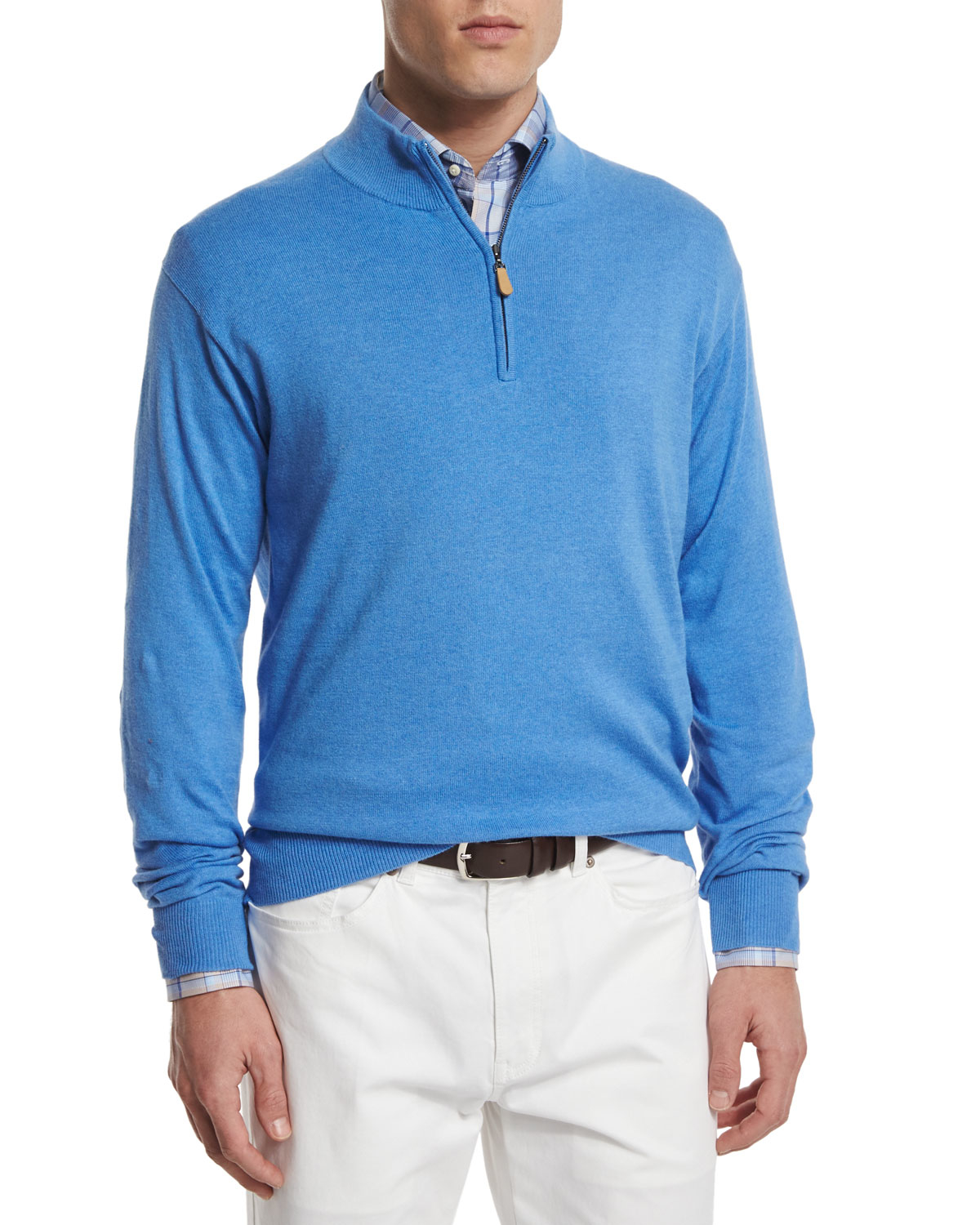 Lyst - Peter Millar Cotton/cashmere Quarter-zip Pullover Sweater in ...
