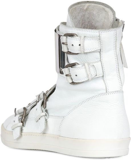 Rodolphe Menudier Shiny Metal Leather Sneakers in White for Men | Lyst