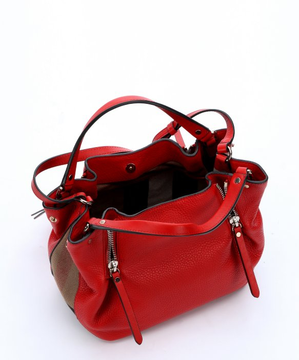 Lyst Burberry Cadmiun Red Leather And Check Canvas Maidstone Zip Gallery