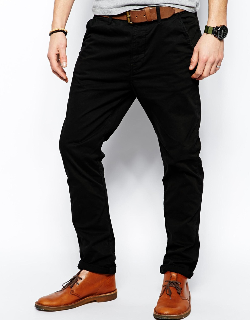 Nudie Jeans Nudie Chinos Khaki Slim Fit Organic Twill in Black for 