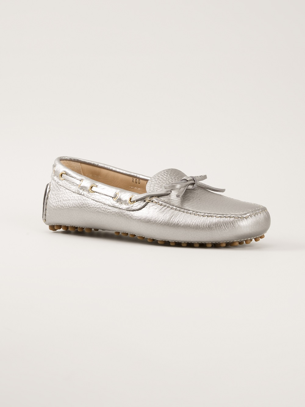 silver driving shoes