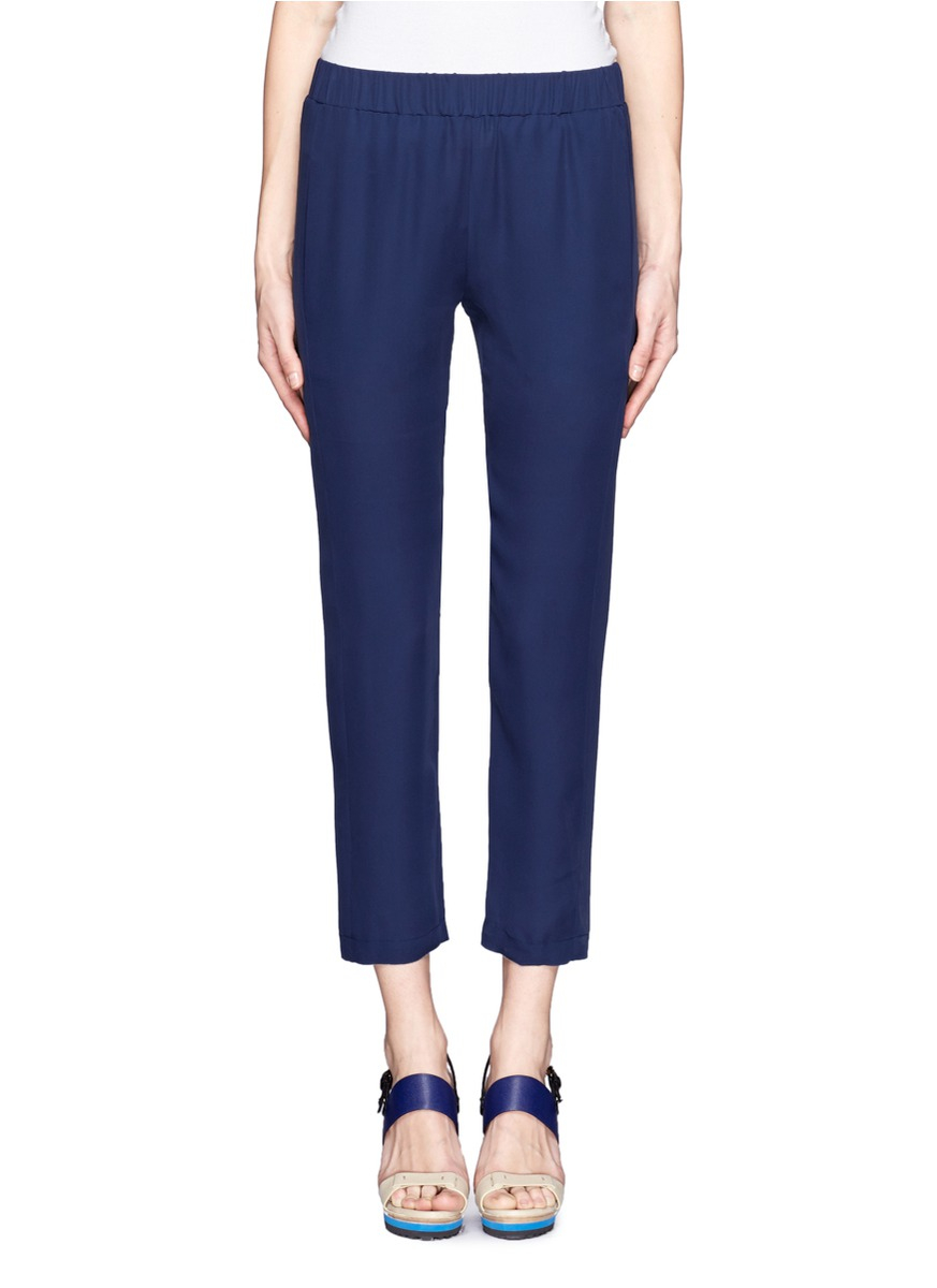 Theory Korene Silk Crop Pants In Blue Lyst 0327