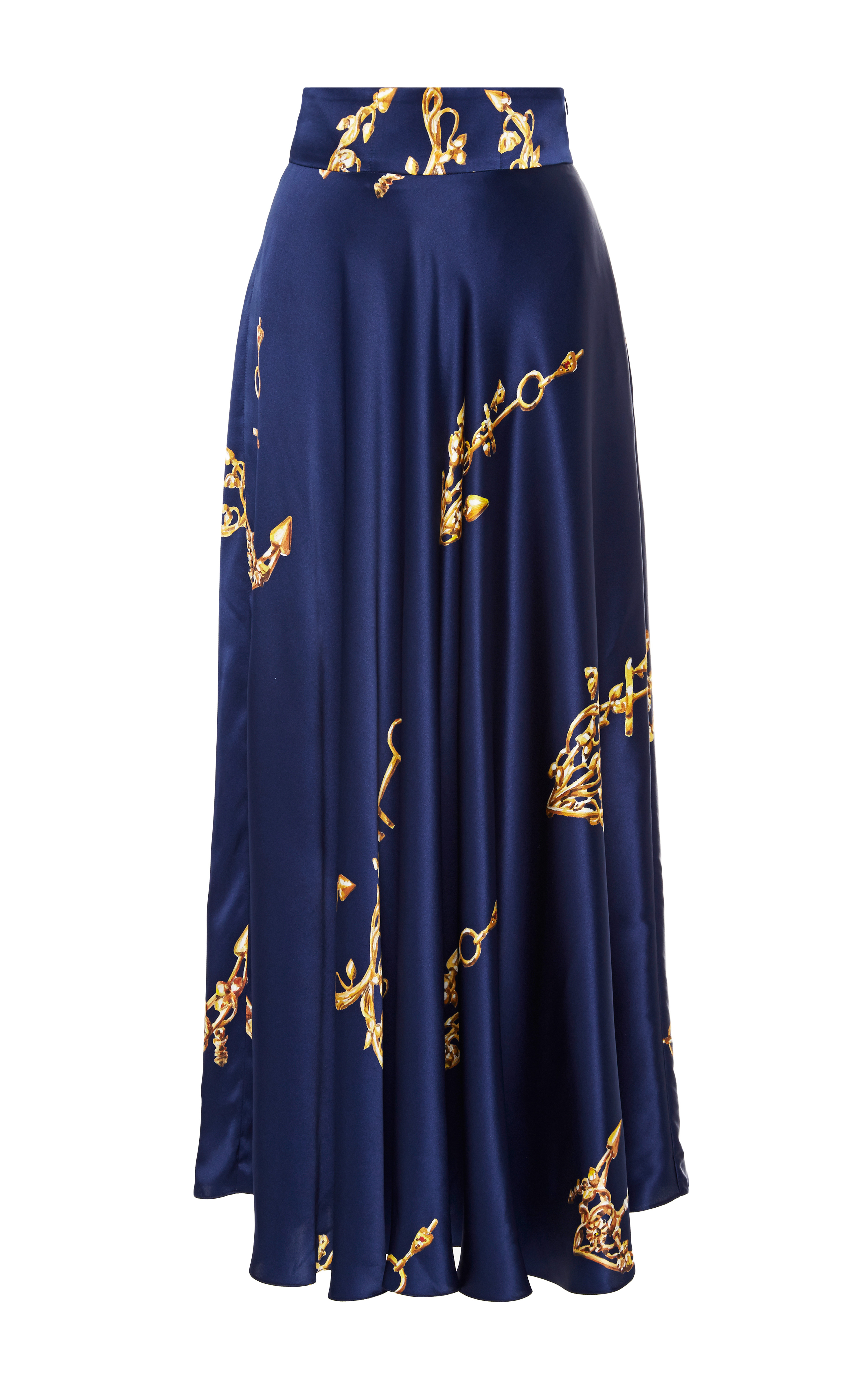 Natasha zinko Navy Blue Anchor Print Silk Skirt in Blue (Navy Blue) | Lyst
