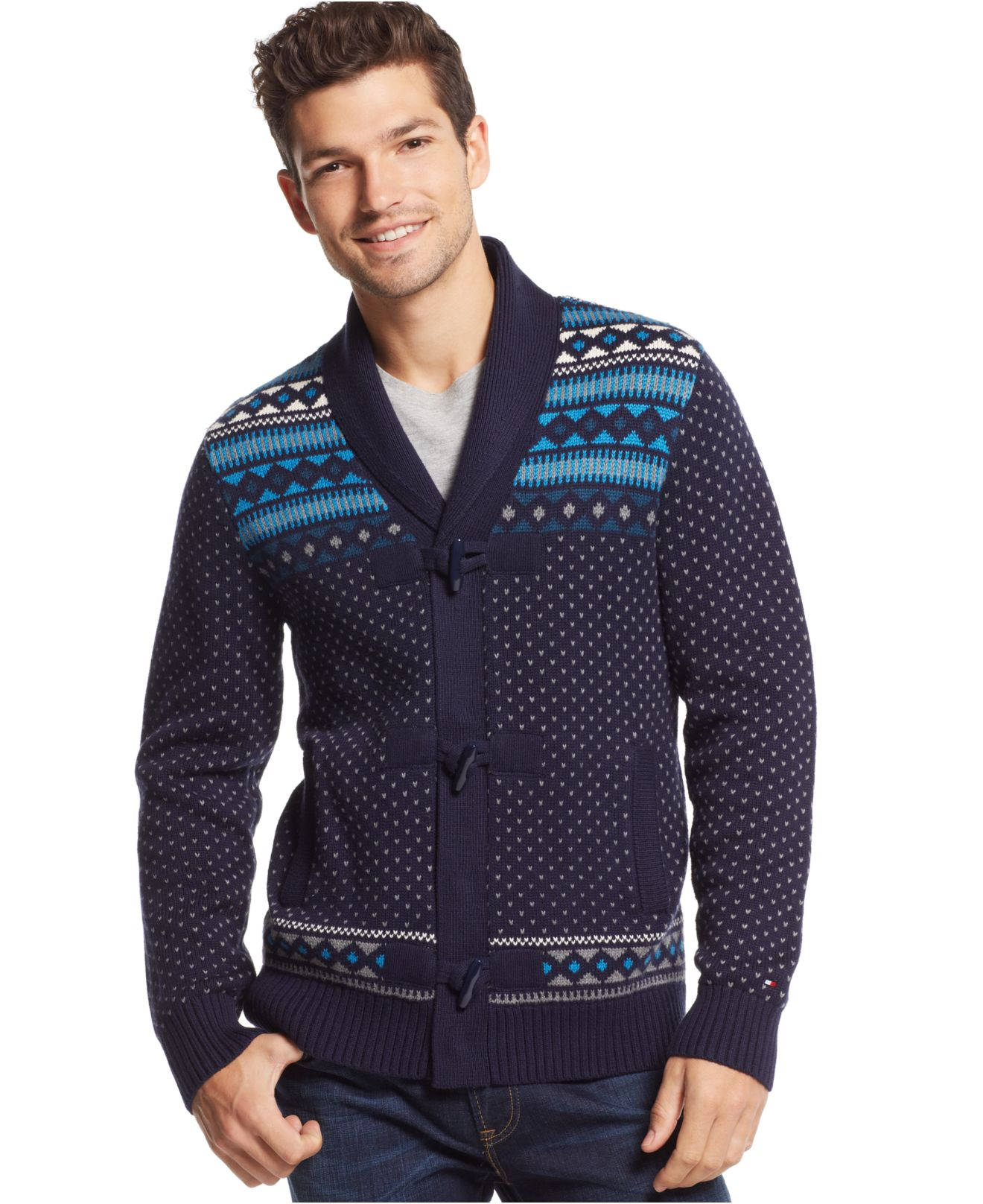 Tommy hilfiger Moore Fair Isle Shawl Collar Sweater in Blue for Men | Lyst