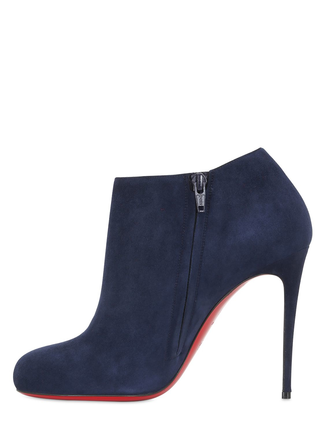 Christian louboutin 100mm Bellissima Suede Ankle Boots in Blue ...