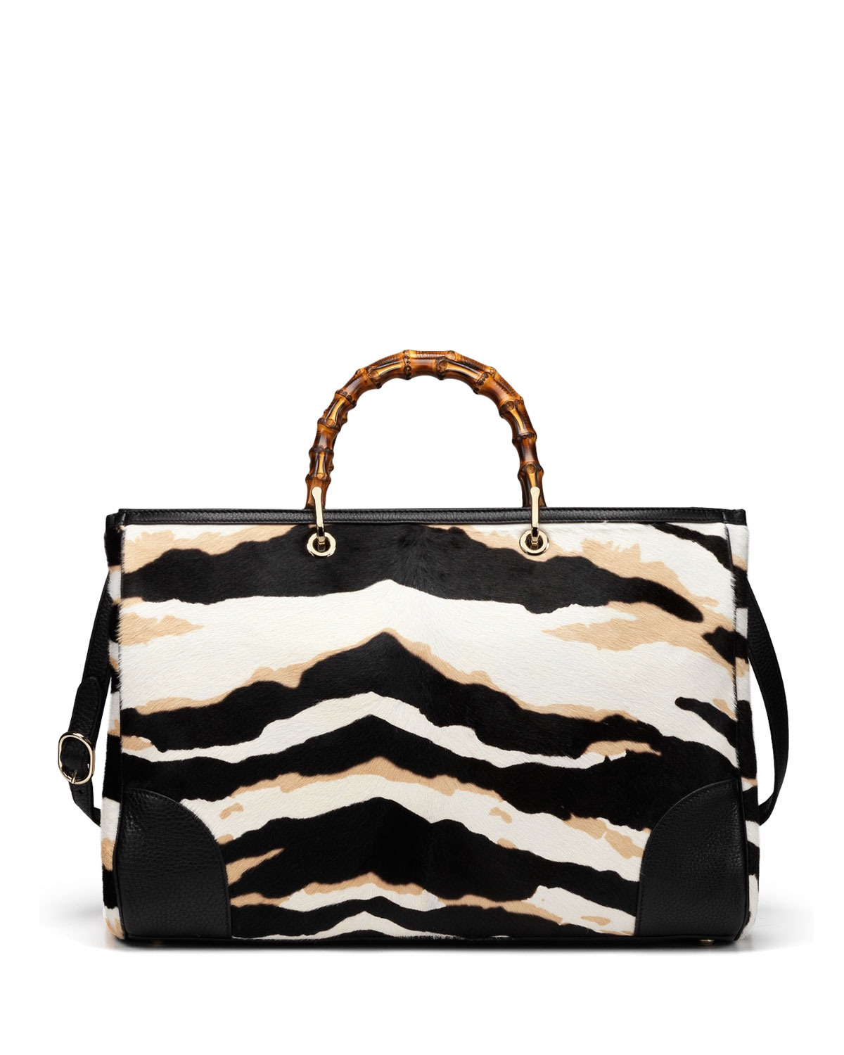 Lyst - Gucci Tigerprint Bamboo Large Shopper Tote Bag in Black
