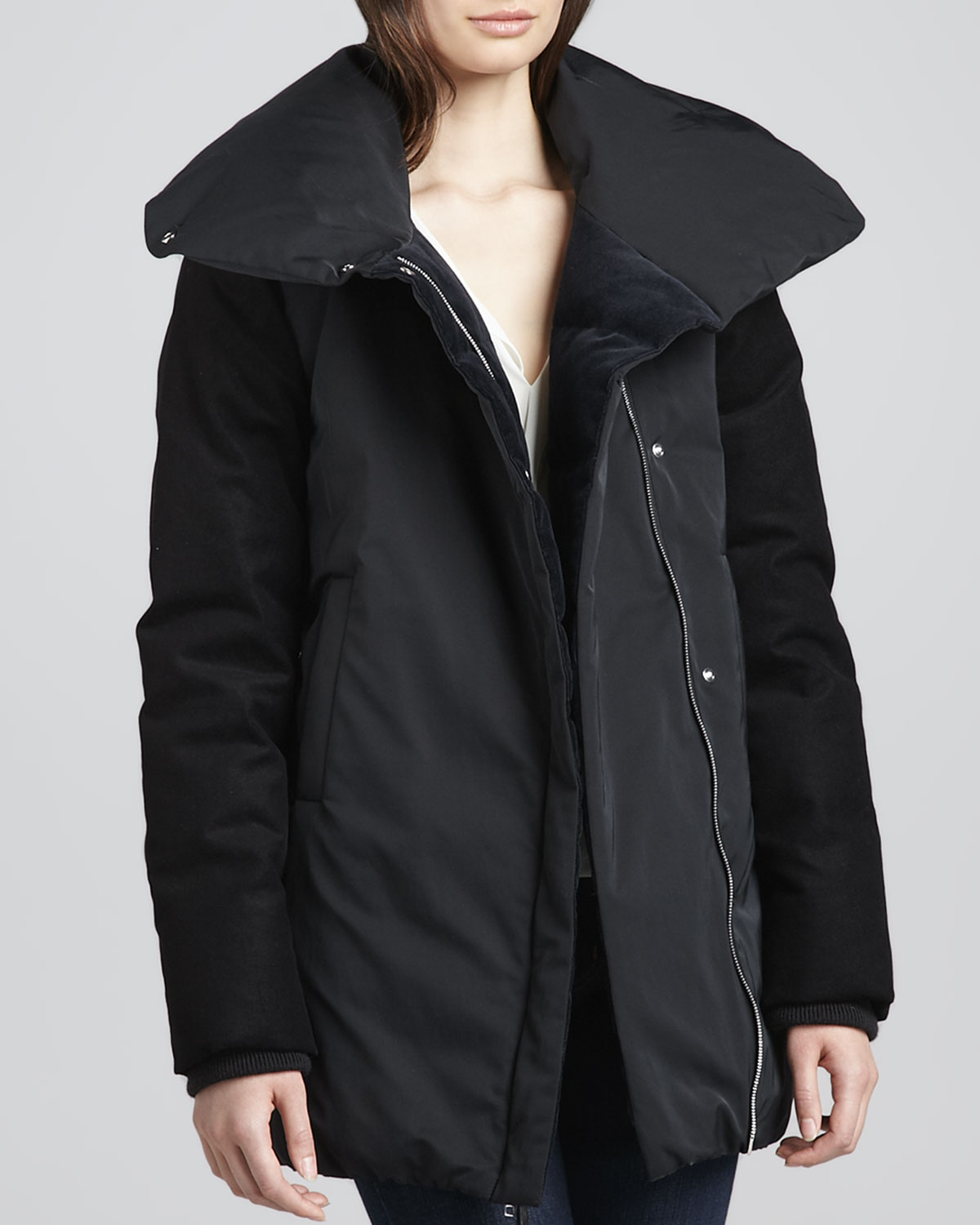 Theory Briola Shawlcollar Puffer Coat in Black Lyst