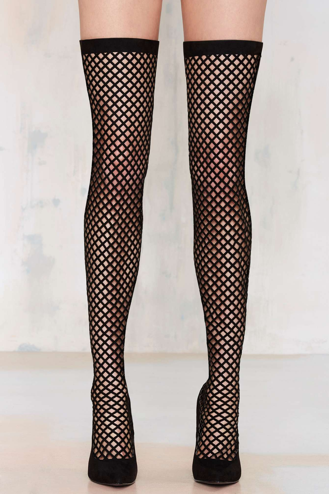 caged thigh high boots