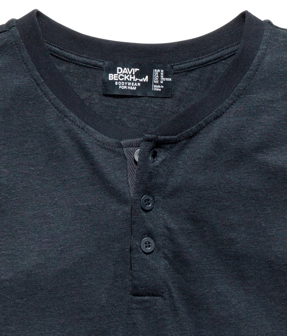 H&M Linen Henley Shirt in Dark Blue (Blue) for Men - Lyst