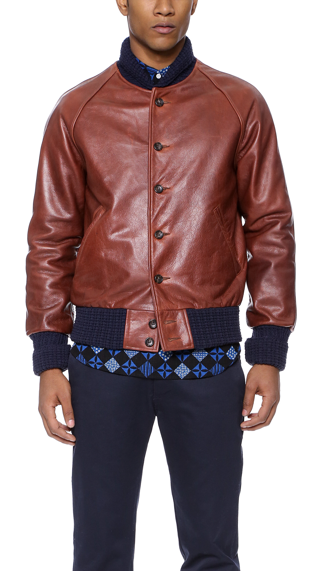 bear leather jacket golden varsity brown