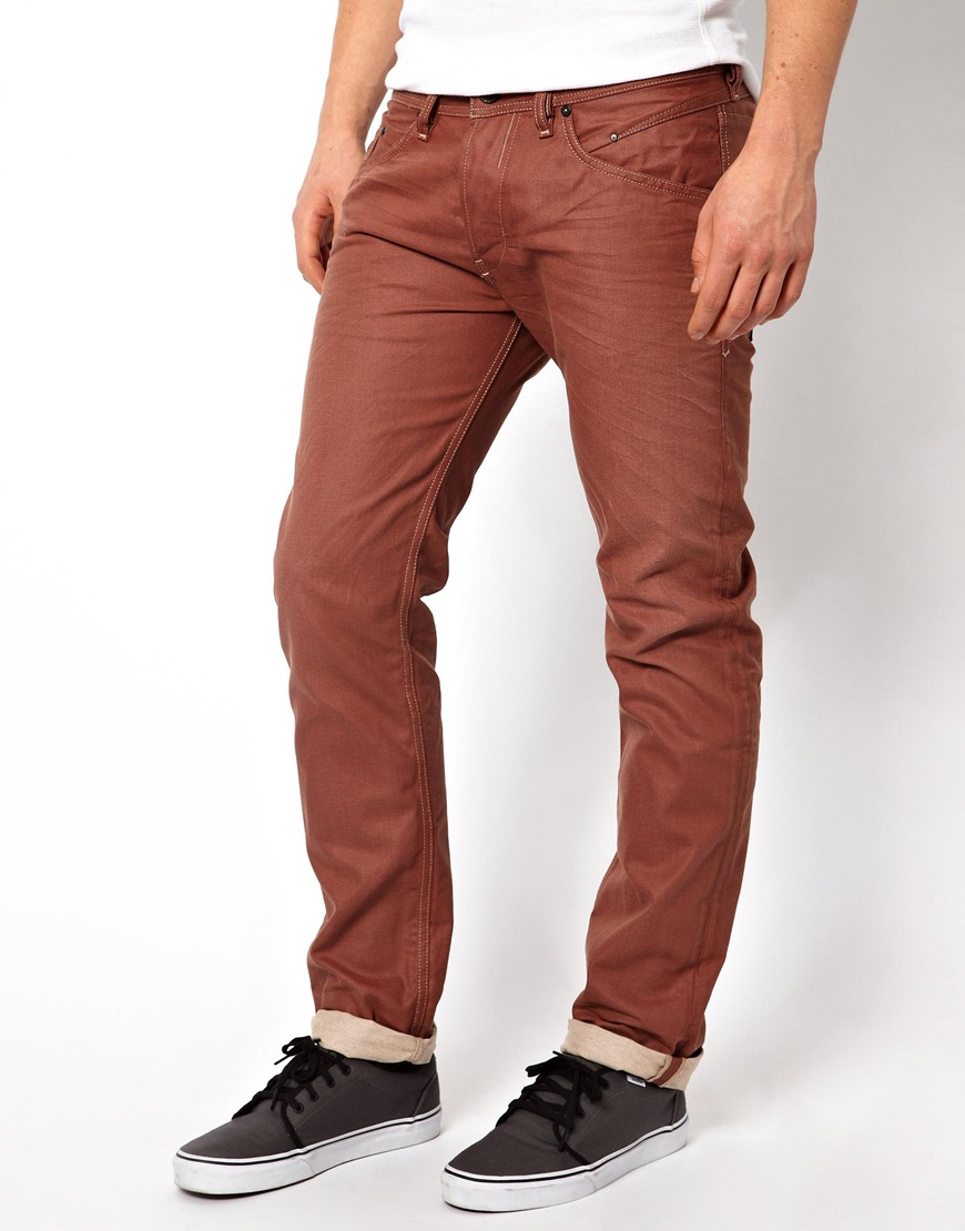 Diesel Jeans Belther Slim Fit Color Mutation in Red for Men | Lyst