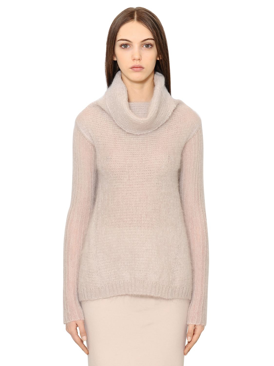 Lyst - Gentry Portofino Mohair Wool & Silk Turtleneck Sweater in White