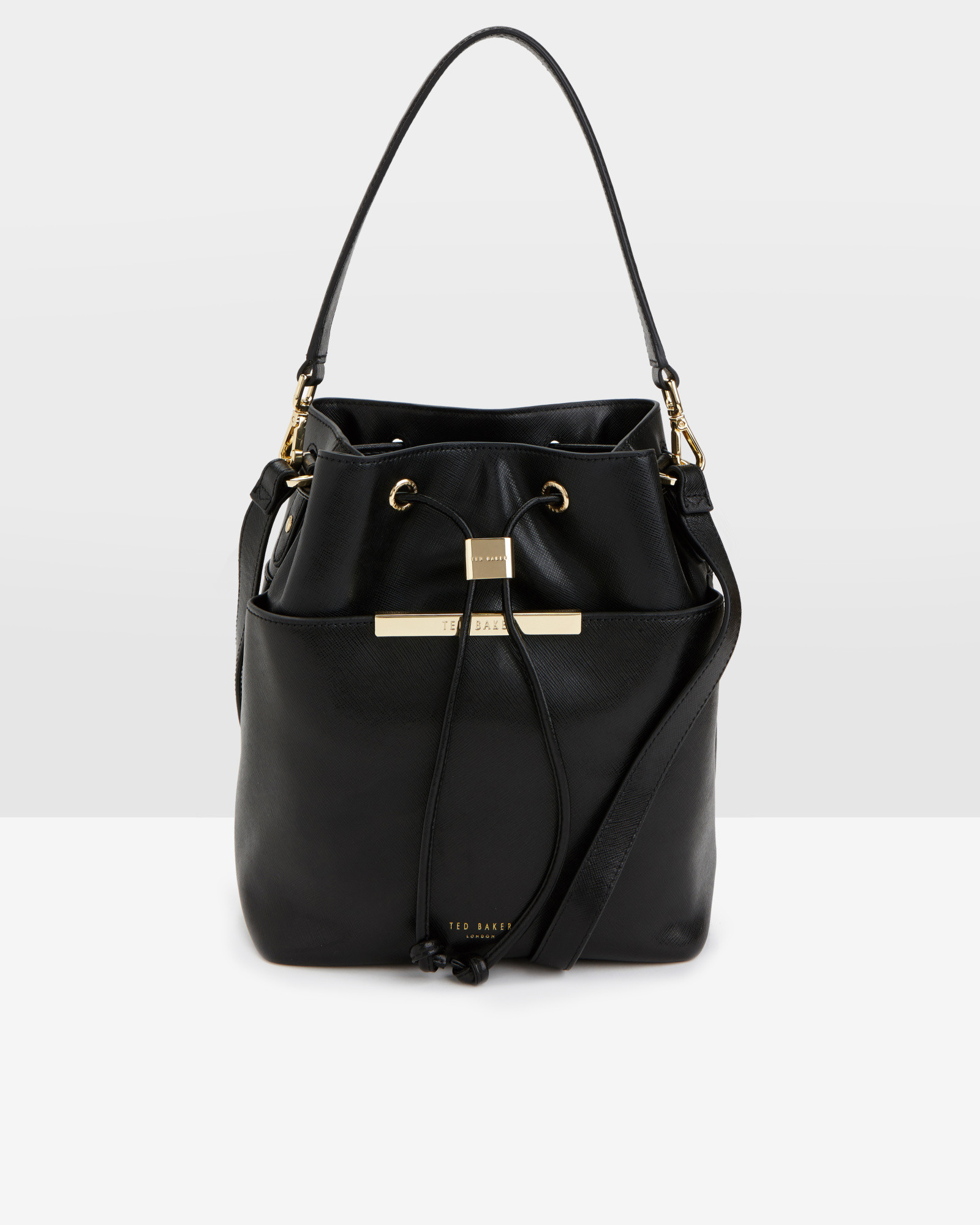 Ted Baker Cotton Adea Micro Bow Bucket Bag in Black - Lyst