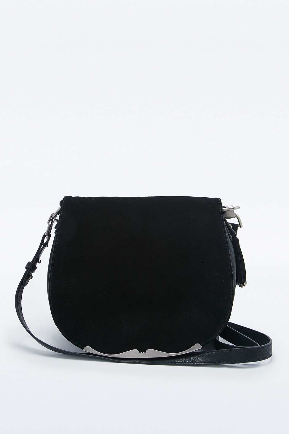 black suede across body bag