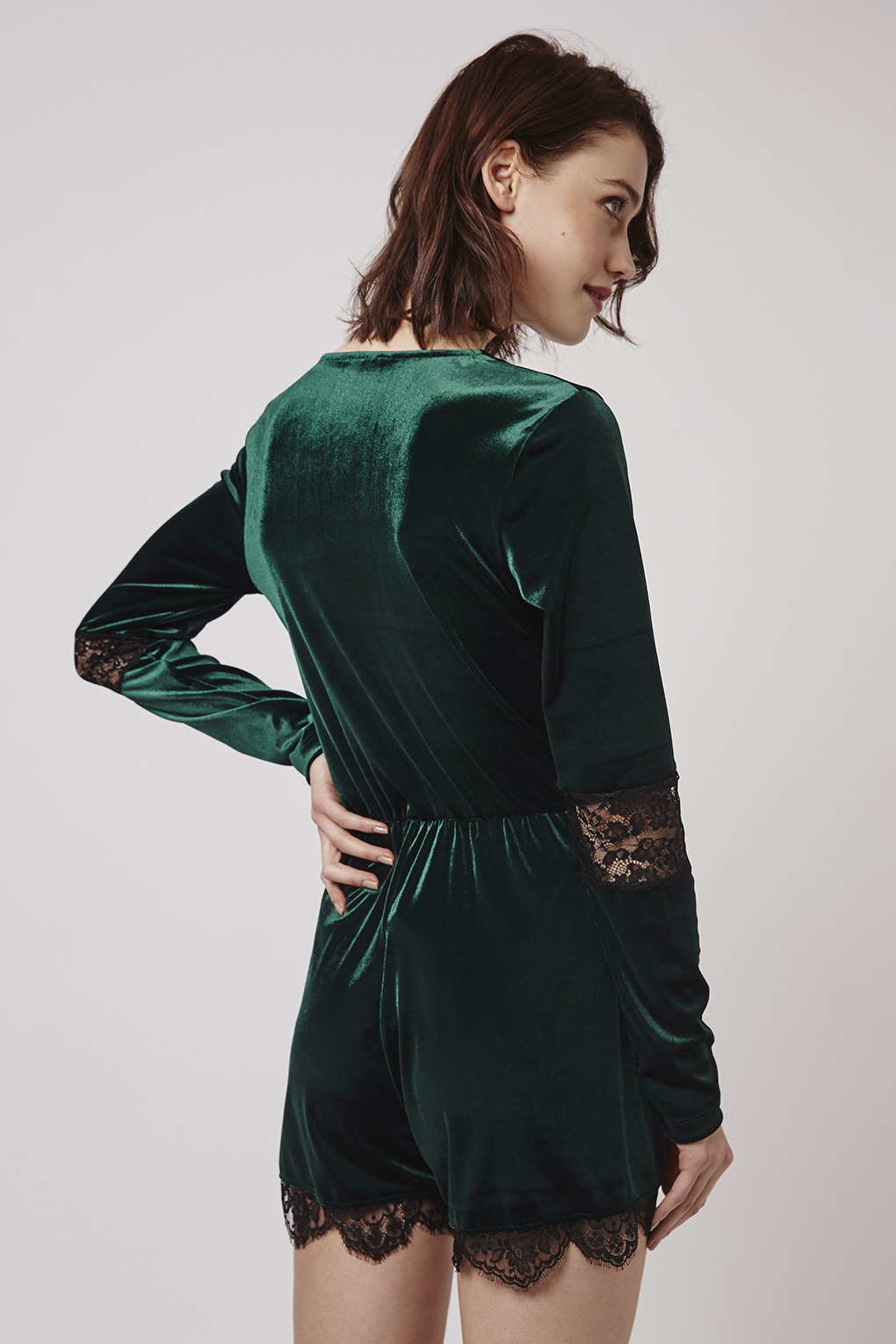 green velvet playsuit