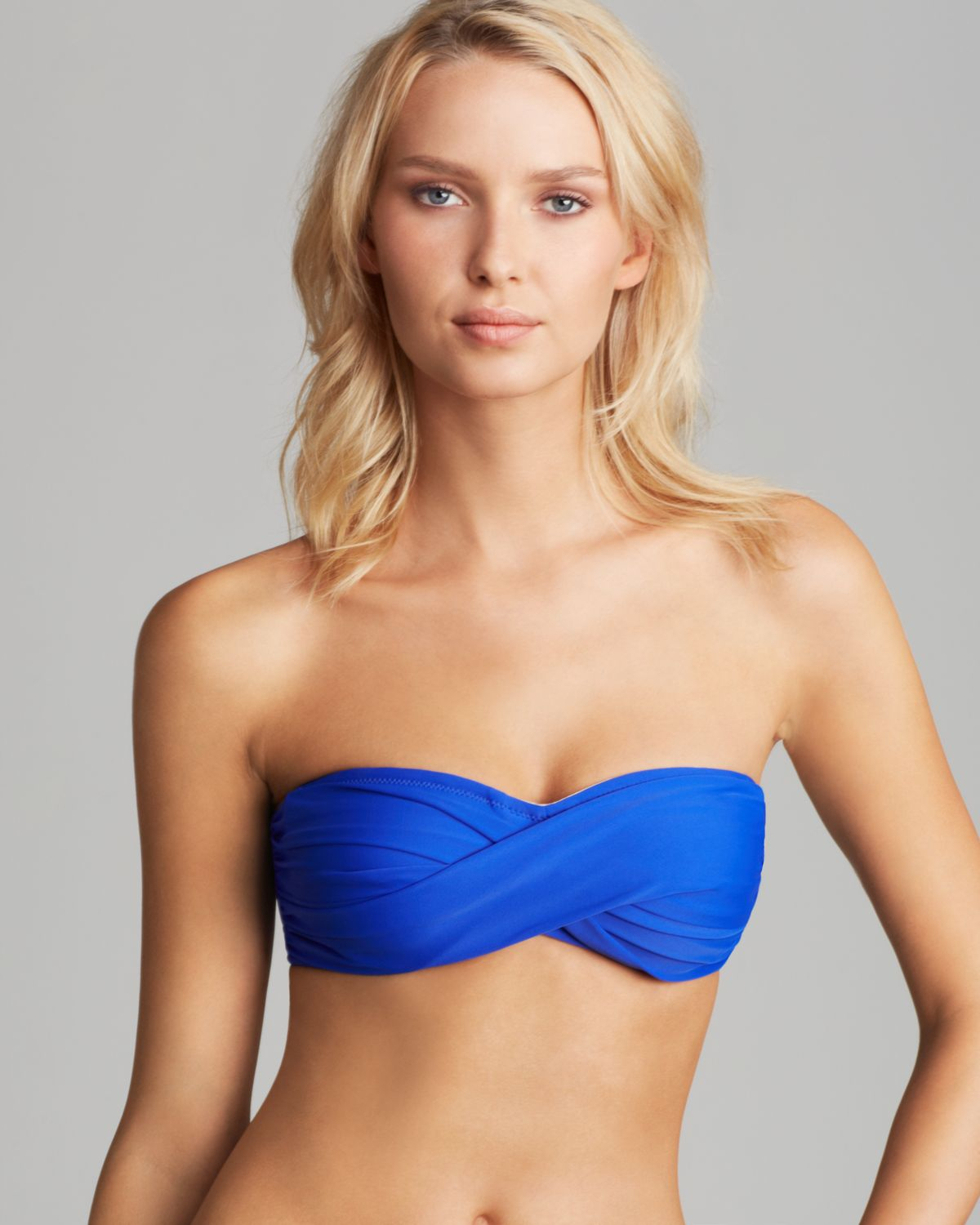 Shoshanna Solid Twist Bandeau Bikini Top in Cobalt (Blue) Lyst.